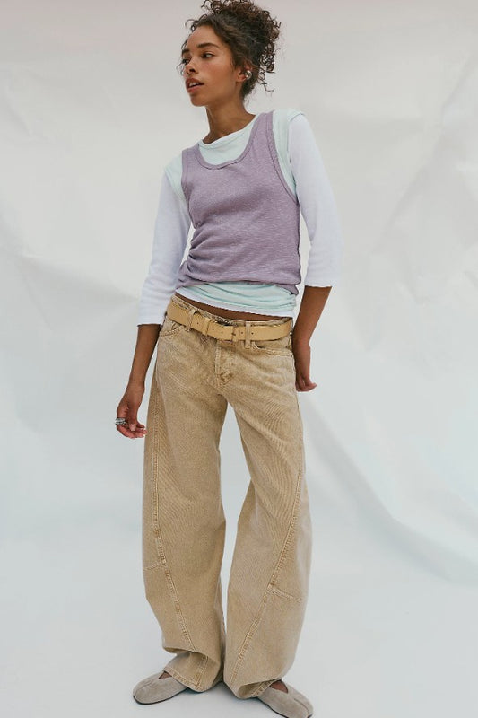 Free People Fable Twisted Seam Jean in Oat Latte