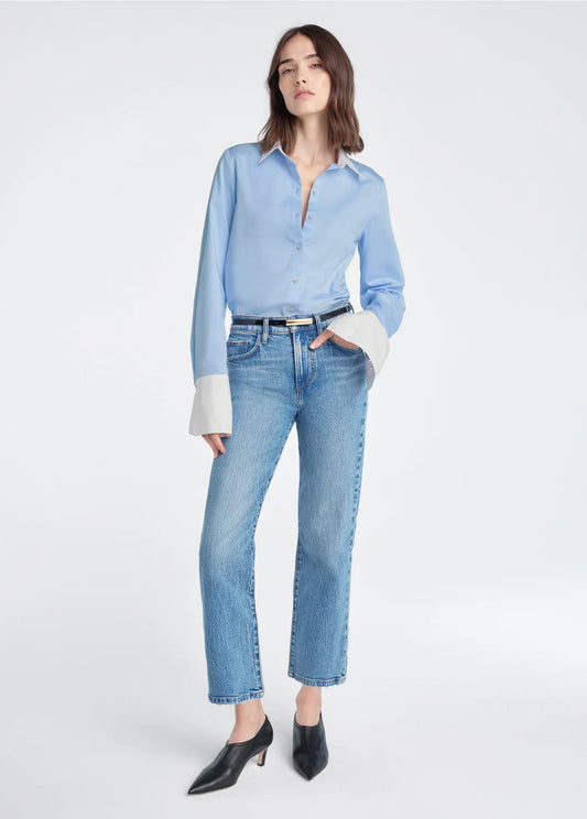 Favorite Daughter The Cuff Statement Shirt in Powder Blue