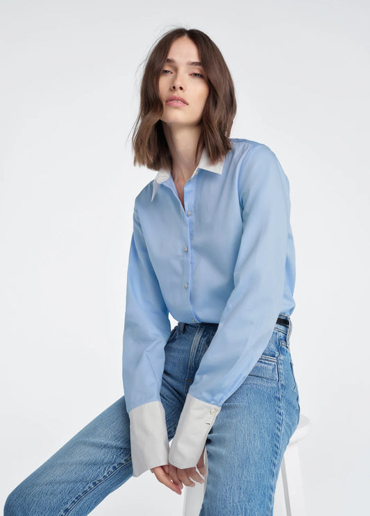 Favorite Daughter The Cuff Statement Shirt in Powder Blue