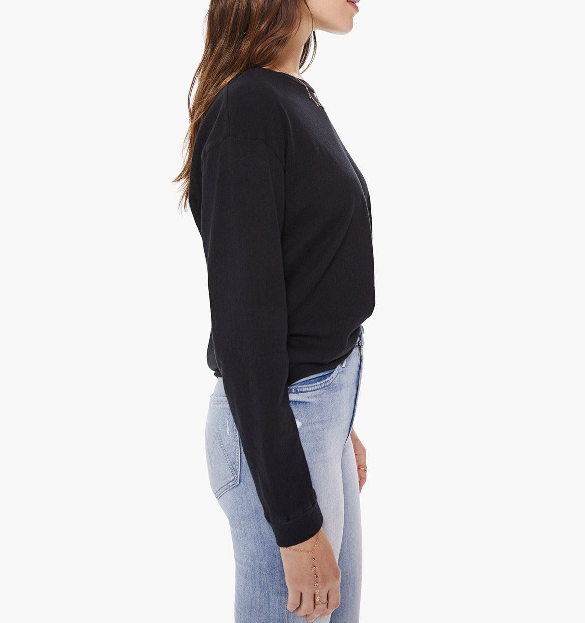 Mother L/S slouchy Cut Off in Black